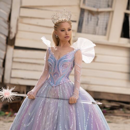 This image released by Universal Pictures shows Ariana Grande in a scene from "Wicked for Good.." (Universal Pictures via AP)