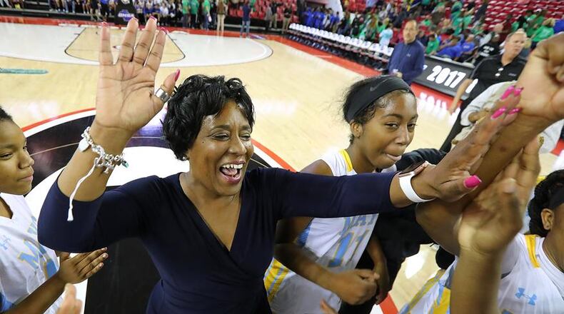 Mays coach Chantay Frost, who has guided five of her teams to state championships, founded "Hoops and Heels" in 2017. (AJC file photo)