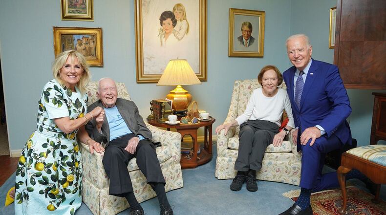 The Bidens visited Jimmy and Rosalynn Carter last week in Plains. (Adam Schultz, The White House via AP)
