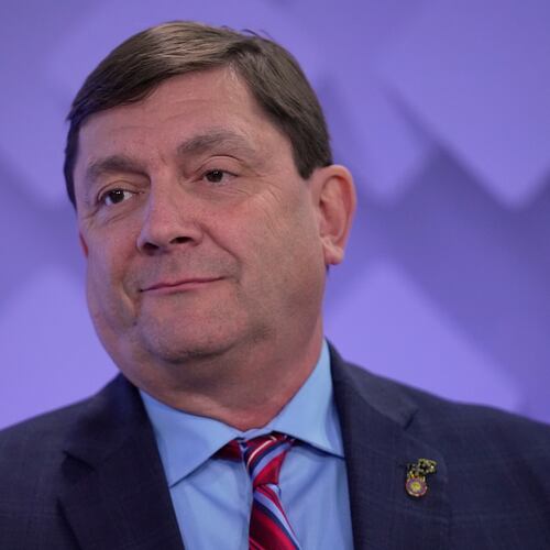 U.S. Senate candidate Troy Jackson takes part in a debate at the WCSH-6 television studio, Thursday, July 16, 2026, in Portland, Maine. (AP Photo/Robert F. Bukaty)