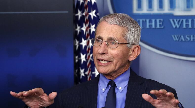 Dr. Anthony Fauci, director of the National Institute of Allergy and Infectious Diseases, speaks about the coronavirus at the White House on April 17, 2020. Fauci has attributed the disproportionate number of African American COVID-19 cases and deaths to “failings of our society.” AP PHOTO / ALEX BRANDON