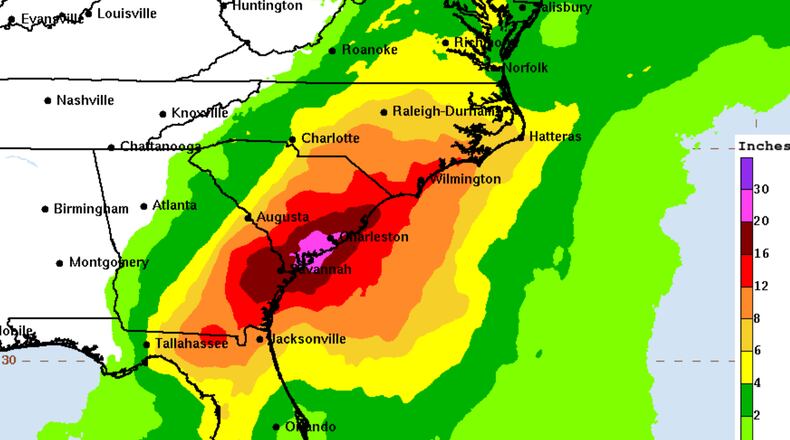 Large amounts of rain are expected on the East Coast over the next few days.