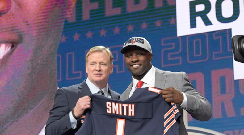 Georgia outside linebacker Roquan Smith is selected eighth overall by the Chicago Bears during the NFL Draft at AT&T Stadium in Arlington, Texas, on April 26, 2018. (Max Faulkner/Fort Worth Star-Telegram/TNS)