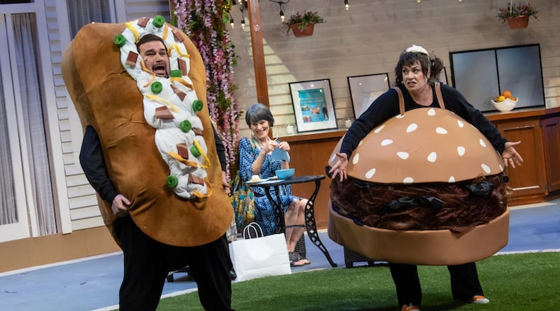 Robert Hindsman (from left), Ellen McQueen, and Gina Rickiki in Aurora Theatre's "Greener Pastures."