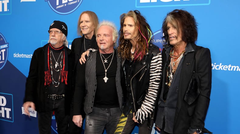 Aerosmith hit the blue carpet at the Super Bowl Music Fest at State Farm Arena on Feb. 1, 2019, before their performance with Post Malone. Photo: Robb Cohen Photography & Video /RobbsPhotos.com