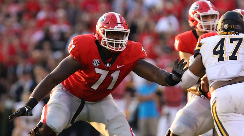 Georgia offensive lineman Andrew Thomas (71) will skip the Sugar Bowl.