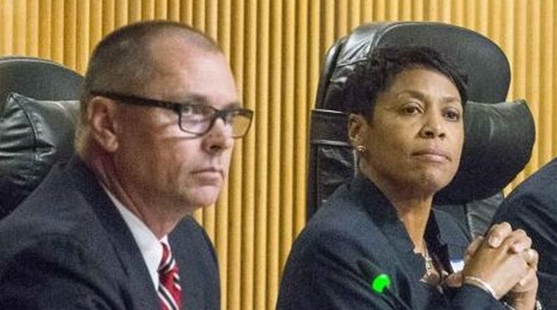 Steven Knudsen, left, won the Gwinnett Board of Education District 2 seat according to the official count released Nov. 15. His opponent, Wandy Taylor, right, has asked for a recall. ALYSSA POINTER/AJC