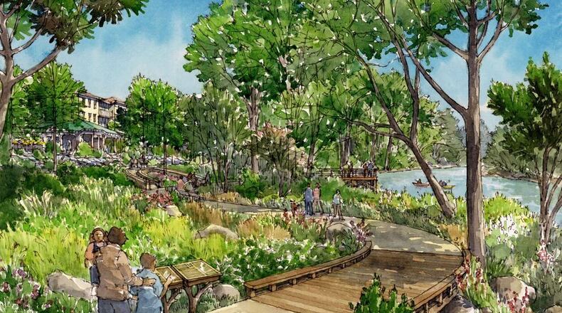 A rendering shows part of Riverview Landing, a $300 million mixed-use development, to be built in Smyrna by the Chattachoochee River.