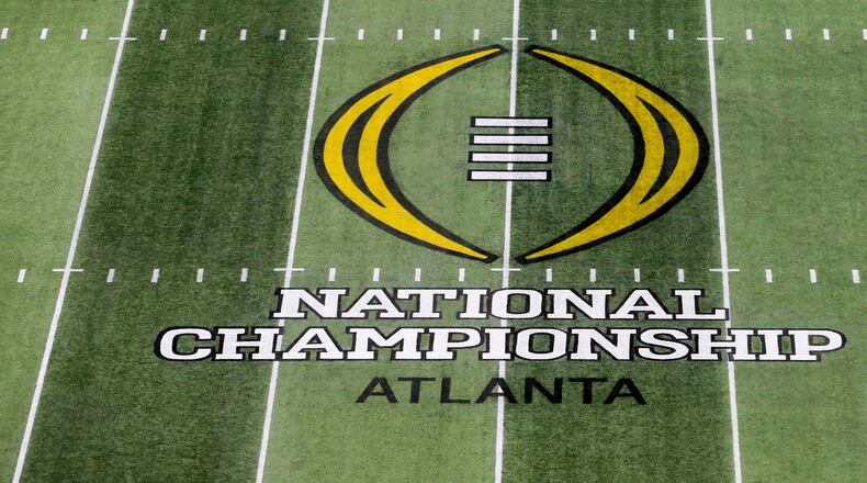 A look inside Mercedes-Benz Stadium before the 2018 college football playoff championship game between Georgia and Alabama. The CFP title game will return to Mercedes-Benz Stadium in Atlanta in January of 2025. (AJC file photo)