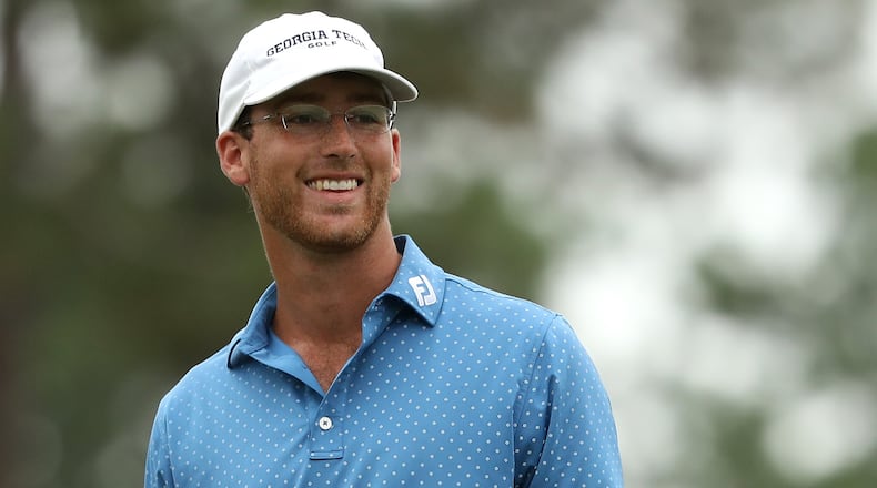 Andy Ogletree reacts after a putt on the second hole during the 119th USGA U.S. Amateur Championship 36 hole final at Pinehurst Resort and Country Club on August 18, 2019 in Pinehurst, North Carolina. (Photo by Streeter Lecka/Getty Images)