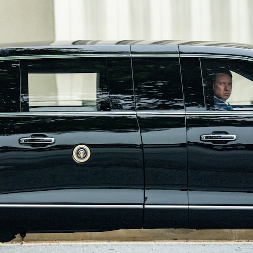 President Donald Trump departs Walter Reed National Military Medical Center, Tuesday, May 26, 2026, in Bethesda, Md. (AP Photo/Alex Brandon)