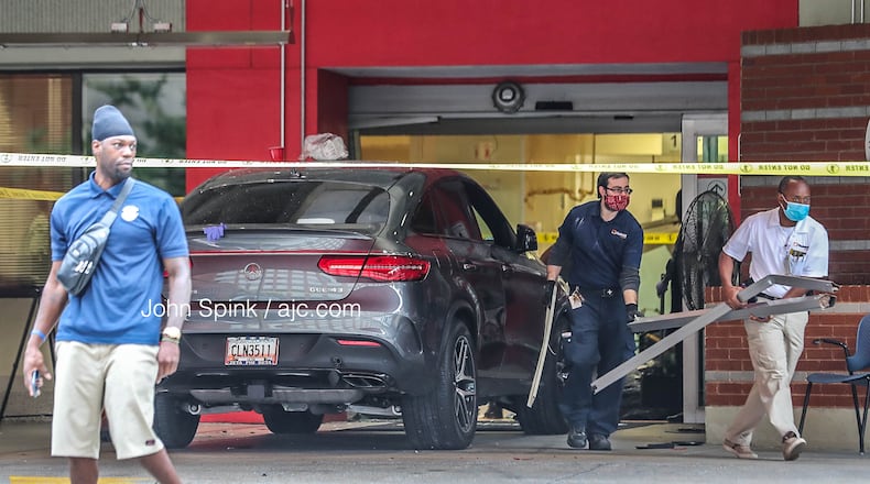 A Mercedes-Benz SUV drove through the emergency room at Piedmont Hospital on Peachtree Road in Buckhead early Tuesday morning.