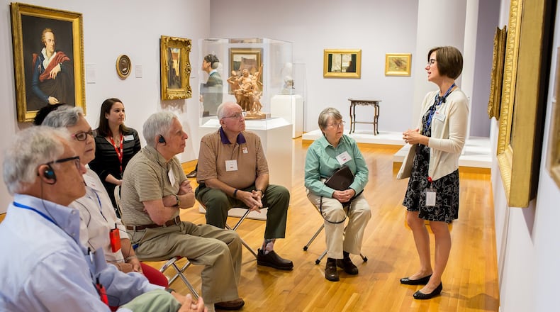 Amanda Williams, an artist and art educator at the High Museum of Art, leads a “Musing Together” art tour designed for groups of visitors in the early stages of Alzheimer’s disease or other dementias, and their care partners.