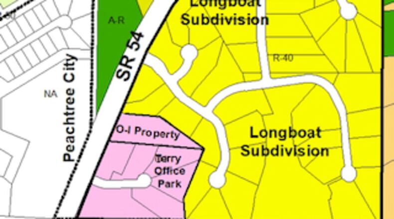 Peachtree City can proceed with annexing and rezoning the Longboat subdivision and several adjacent properties. Courtesy Fayette County