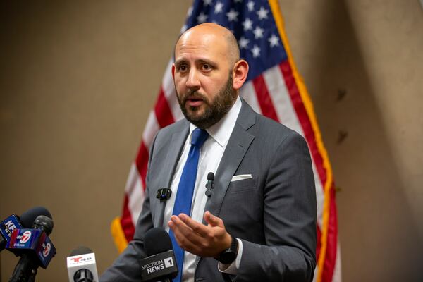 El Paso County District Attorney James Montoya speaks during a news conference Tuesday, March 25, 2025, in El Paso, Texas. (AP Photo/Andres Leighton)