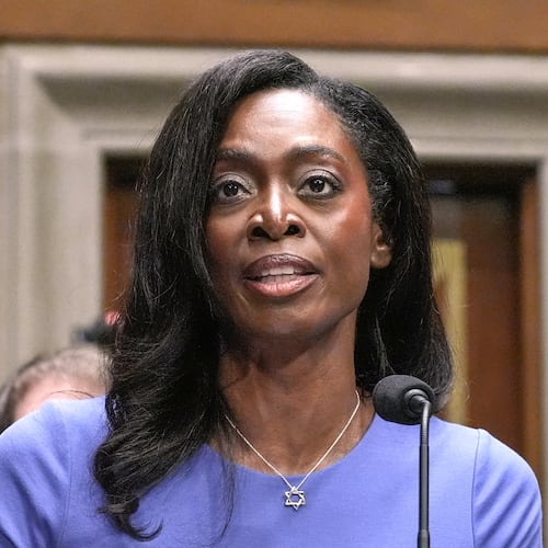 FILE - Dr. Erica Schwartz testifies during a Senate Health Education Labor and Pensions committee confirmation hearing to be the director of the Centers for Disease Control and Prevention on Capitol Hill, Wednesday, July 15, 2026, in Washington. (AP Photo/Mariam Zuhaib, File)