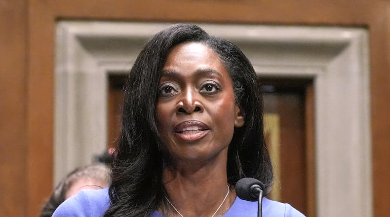FILE - Dr. Erica Schwartz testifies during a Senate Health Education Labor and Pensions committee confirmation hearing to be the director of the Centers for Disease Control and Prevention on Capitol Hill, Wednesday, July 15, 2026, in Washington. (AP Photo/Mariam Zuhaib, File)