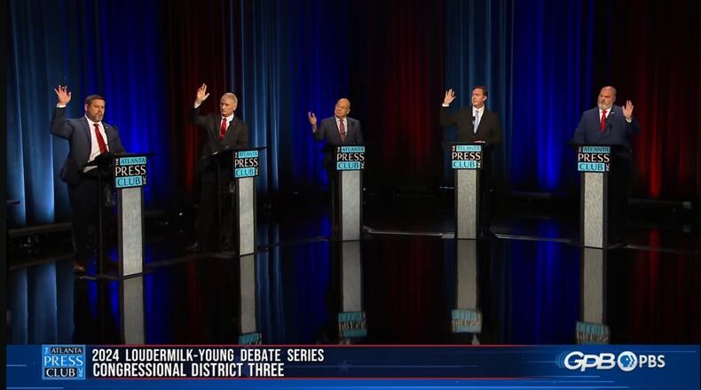 Five Republicans are running in the May 21 primary in Georgia's 3rd Congressional District, a race where one candidate, former Donald Trump aide Brian Jack, is raising the largest share of his donations from outside Georgia. The other four Republicans in the race are Jim Bennett, former state Sen. Mike Crane, former state Senate Majority Leader Mike Dugan and former state Rep. Philip Singleton.
