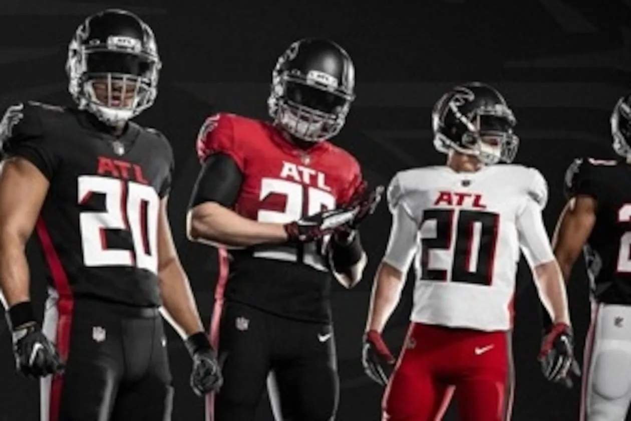 The Atlanta Falcons' current uniforms debuted in 2020. (Courtesy of Atlanta Falcons)
