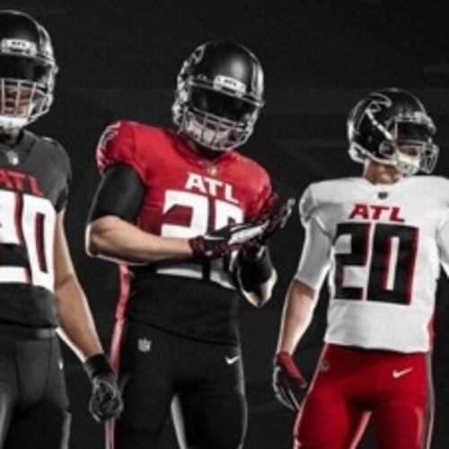 The Atlanta Falcons' current uniforms debuted in 2020. (Courtesy of Atlanta Falcons)