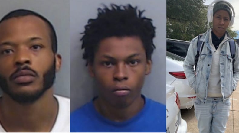 Anthony Laquan Goss (left) and Roy Hill (center) are accused of shooting and killing Te’a Denise Liger.