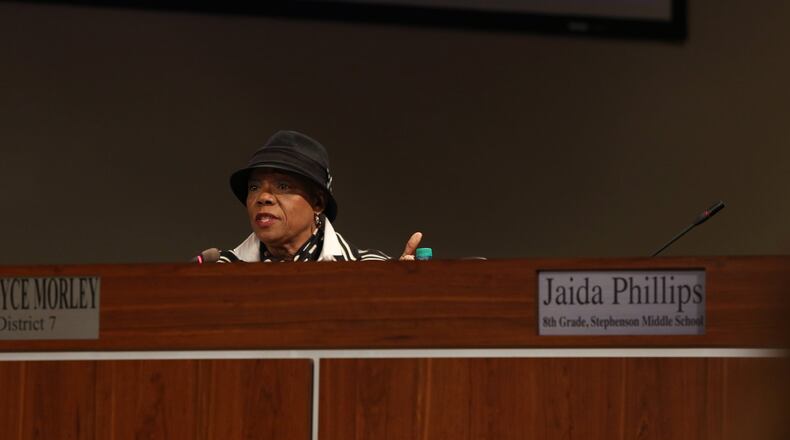 School board member Joyce Morley told school district staff, “At some point, we’ve got to take some responsibility. This is not a one-person mistake.” EMILY HANEY / emily.haney@ajc.com
