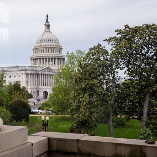 A view of the U.S. Capitol dome on Capitol Hill in Washington, Monday, April 13, 2026. (AP Photo/J. Scott Applewhite)