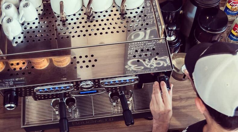 Making coffee at The Corner Cup