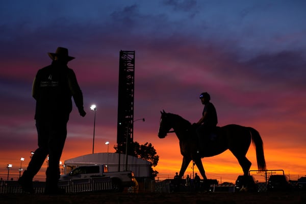 Monday's dramatic sky at Churchill Downs. (Charlie Riedel/AP)