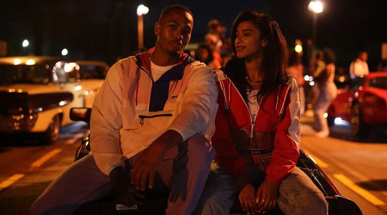 Paige Dawn (Ava Mone't), a promising sophomore student at Spelman College falls in love with a drug dealer Malcolm (Malcolm Xavier) in BET+'s "Perimeter." BET+