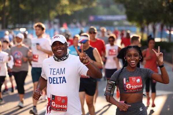 The Atlanta Journal-Constitution Peachtree Road Race returned in-person for the second day Sunday for the holiday tradition. (Photo: Jason Getz for The Atlanta Journal-Constitution)