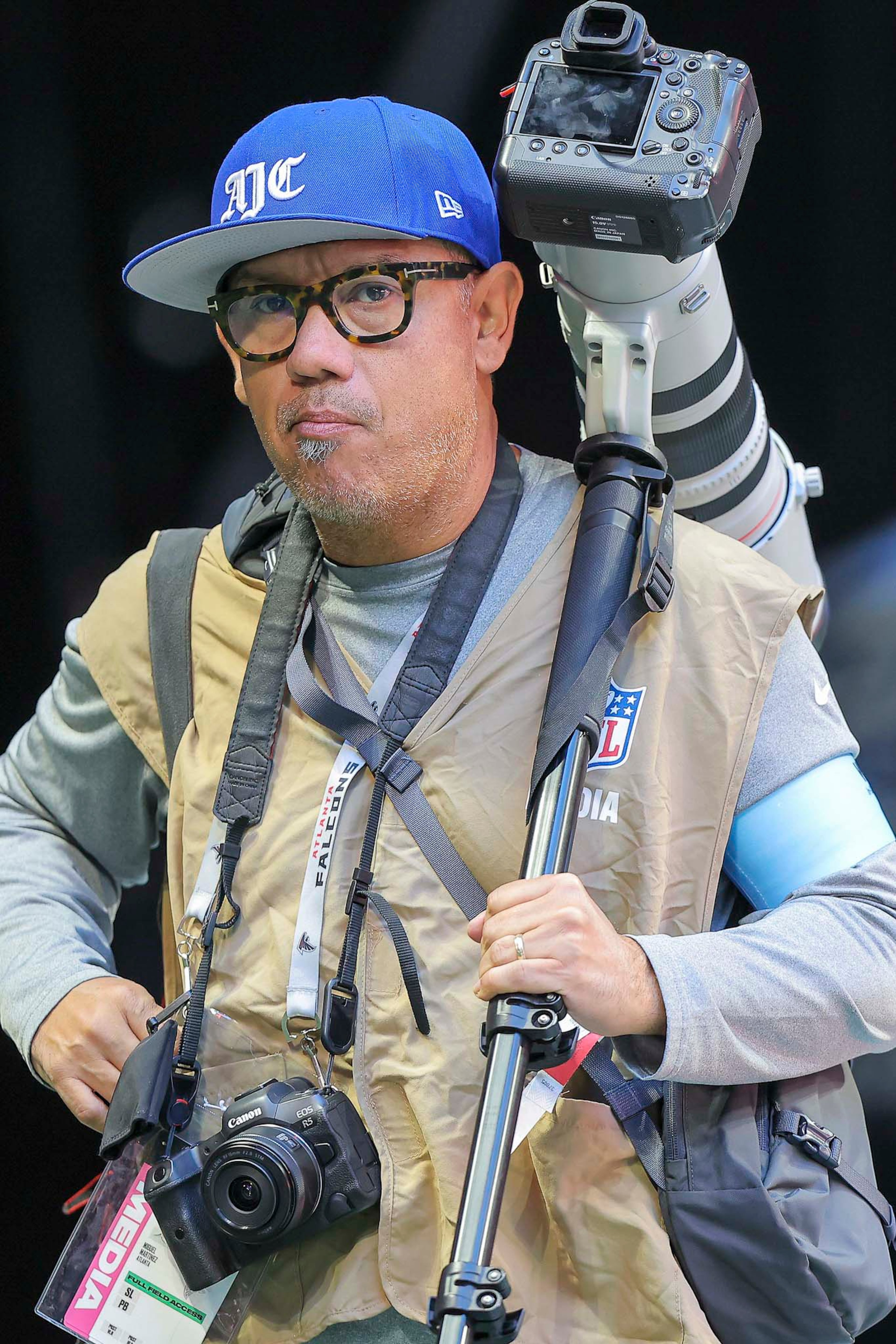 Miguel Martinez, before the Sunday afternoon NFL game between the Atlanta Falcons and the Seattle Seahawks on October 20, 2024 at the Mercedes-Benz Stadium in Atlanta, Georgia. (David J. Griffin/Icon Sportswire)