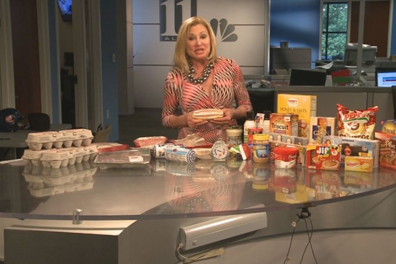 Valerie Hoff discussing expired food during a 2015 11Alive segment. (Courtesy of 11Alive)