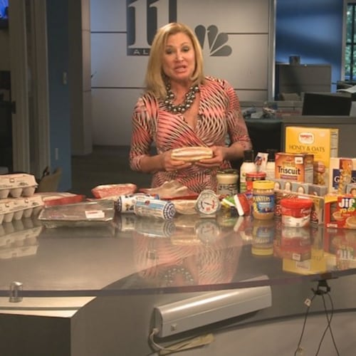 Valerie Hoff discussing expired food during a 2015 11Alive segment. (Courtesy of 11Alive)