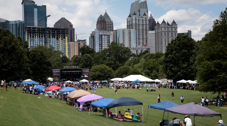 Amber Navran of Moonchild sings her songs on the Contemporary Stage during the Atlanta Jazz Festival in Piedmont Park Saturday, May 27, 2017. This year marks the 40th anniversary of the Atlanta Jazz Festival and is expected to attract more than 100,000 attendees. STEVE SCHAEFER / SPECIAL TO THE AJC