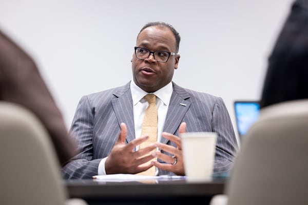 Interim MARTA CEO Jonathan Hunt speaks with the Atlanta Journal-Constitution’s editorial board at the AJC office in Atlanta on Tuesday, Dec. 9, 2025. (Arvin Temkar/AJC)