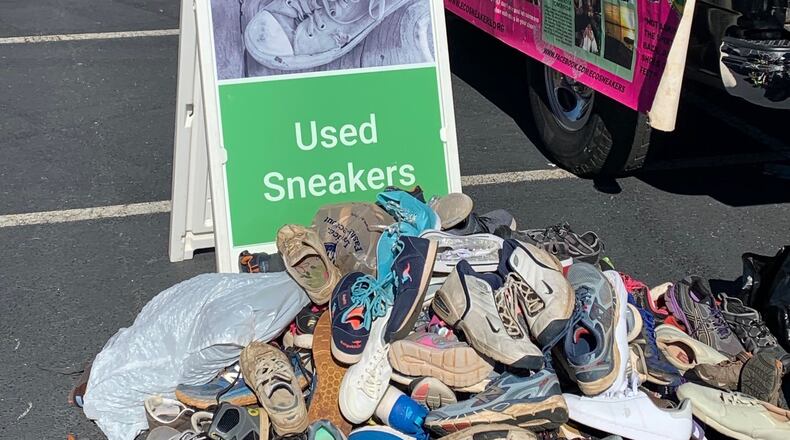 Over just three hours at America Recycles Day 2019, GC&B and its partners collected 808 pounds of textiles, 438 pounds of sneakers, 638 ink/toner cartridges, 5,556 gallons of latex paint, 602 gallons of oil-based paint, 120 gallons of paint aerosols, seven tons of tires and 17 tons of electronics. (Courtesy Gwinnett Clean & Beautiful)