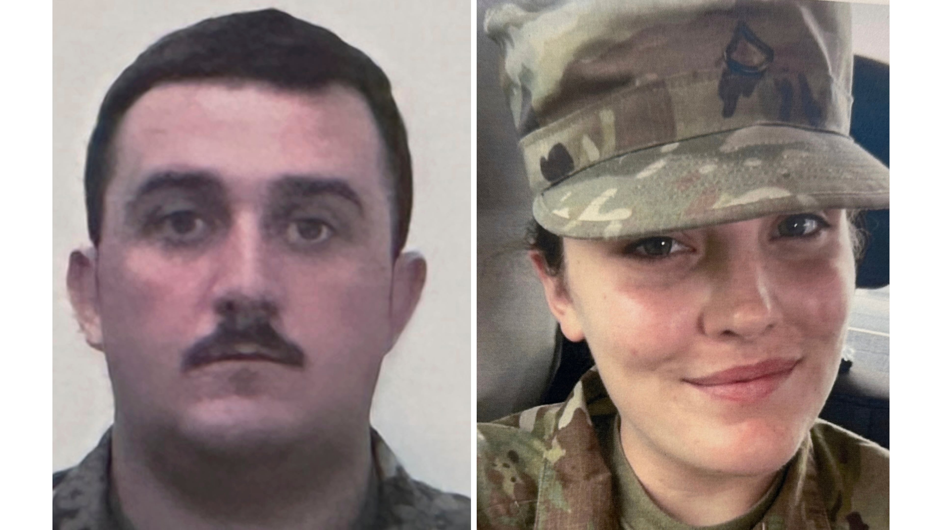 This combo from photos provided by the U.S. Attorney's Office on Thursday, Nov. 27, 2025, show National Guard members, from left, Staff Sgt. Andrew Wolfe and Specialist Sarah Beckstrom. (U.S. Attorney’s Office via AP)