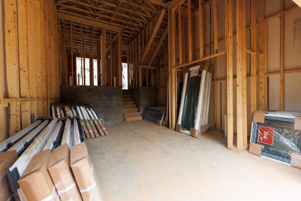 A housing project is shown under construction in Northwest Atlanta on Thursday. The Atlanta Neighborhood Development Partnership is working on building affordable housing in the metro Atlanta area. (Estela Muñoz/AJC)