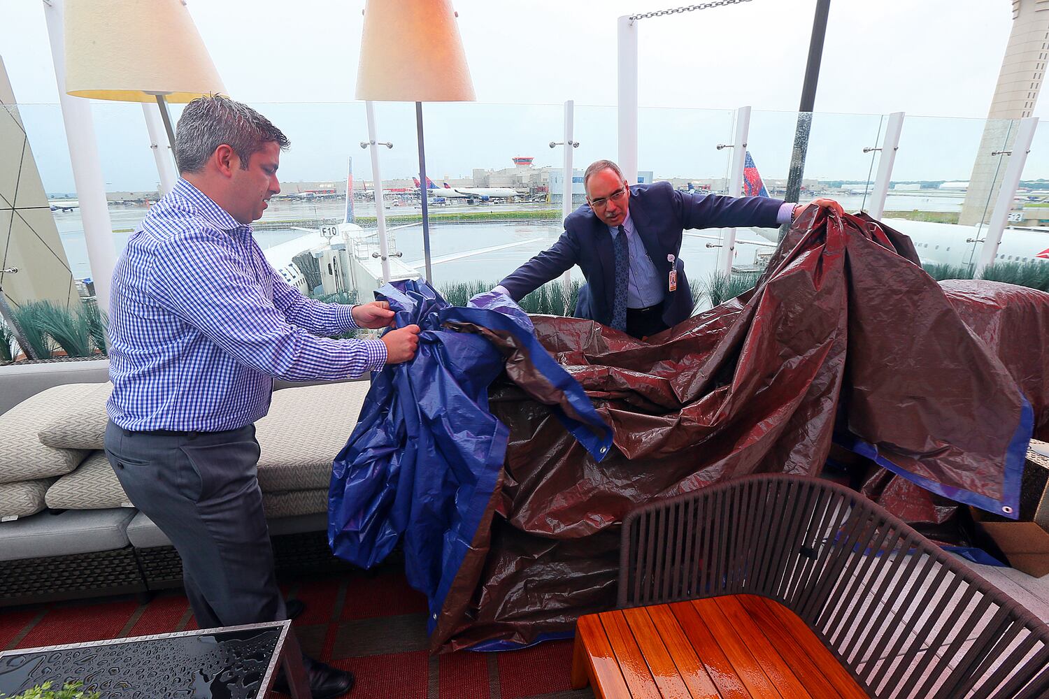 Delta Air Lines' outdoor terrace offers runway views