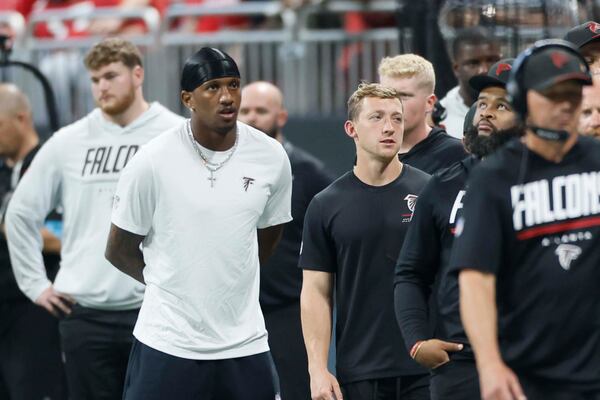 Falcons quarterback Michael Penix Jr., stunned. (Miguel Martinez/AJC)