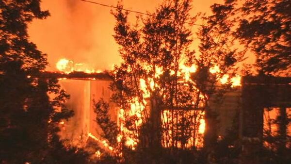 Fire burns an apartment complex in Brookhaven on Saturday. (Credit: Channel 2 Action News)