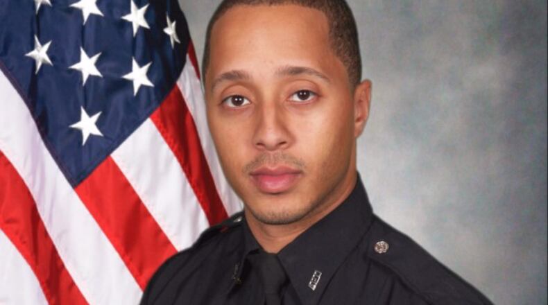 Officer Christopher Blaise is being investigated in the death of a pedestrian he hit with patrol car (APD)