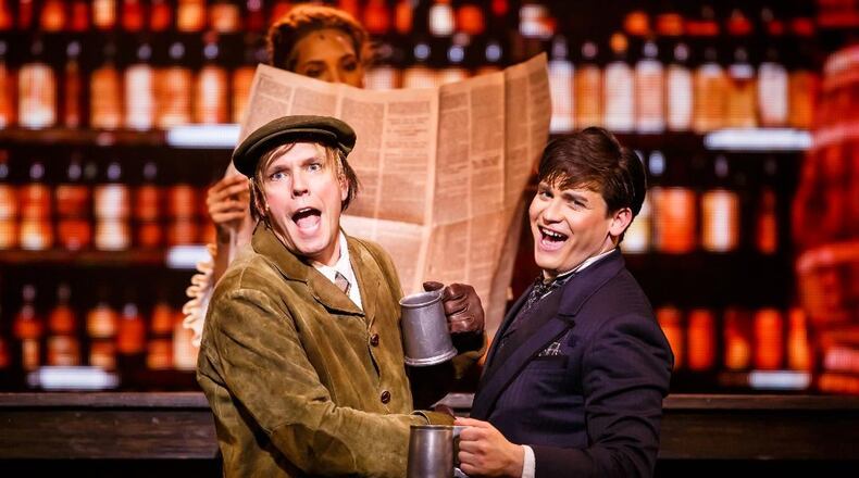 Googie Uterhardt (left) and Haden Rider co-starred in City Springs Theatre’s musical “A Gentleman’s Guide to Love and Murder,” in early March 2020 at the Sandy Springs Performing Arts Center. CONTRIBUTED BY BEN ROSE