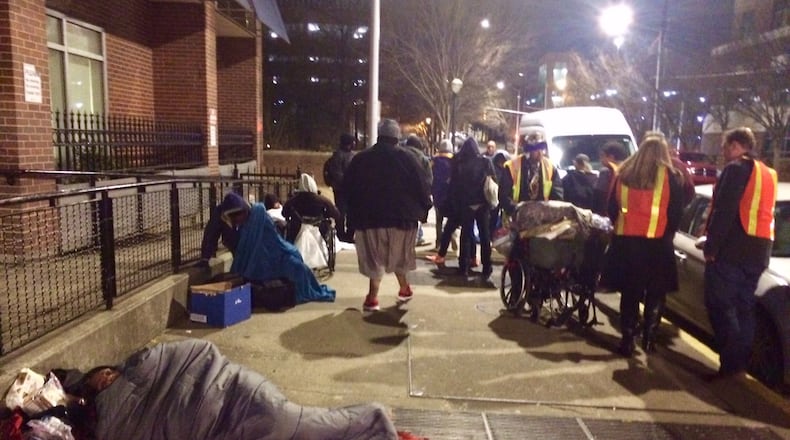 Outside the Gateway Center in downtown Atlanta as the annual homeless census is conducted.