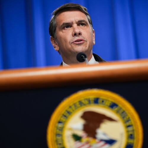 FILE - Acting U.S. attorney general Todd Blanche speaks during a news conference at the Justice Department, May 4, 2026, in Washington. (AP Photo/Julia Demaree Nikhinson, File)