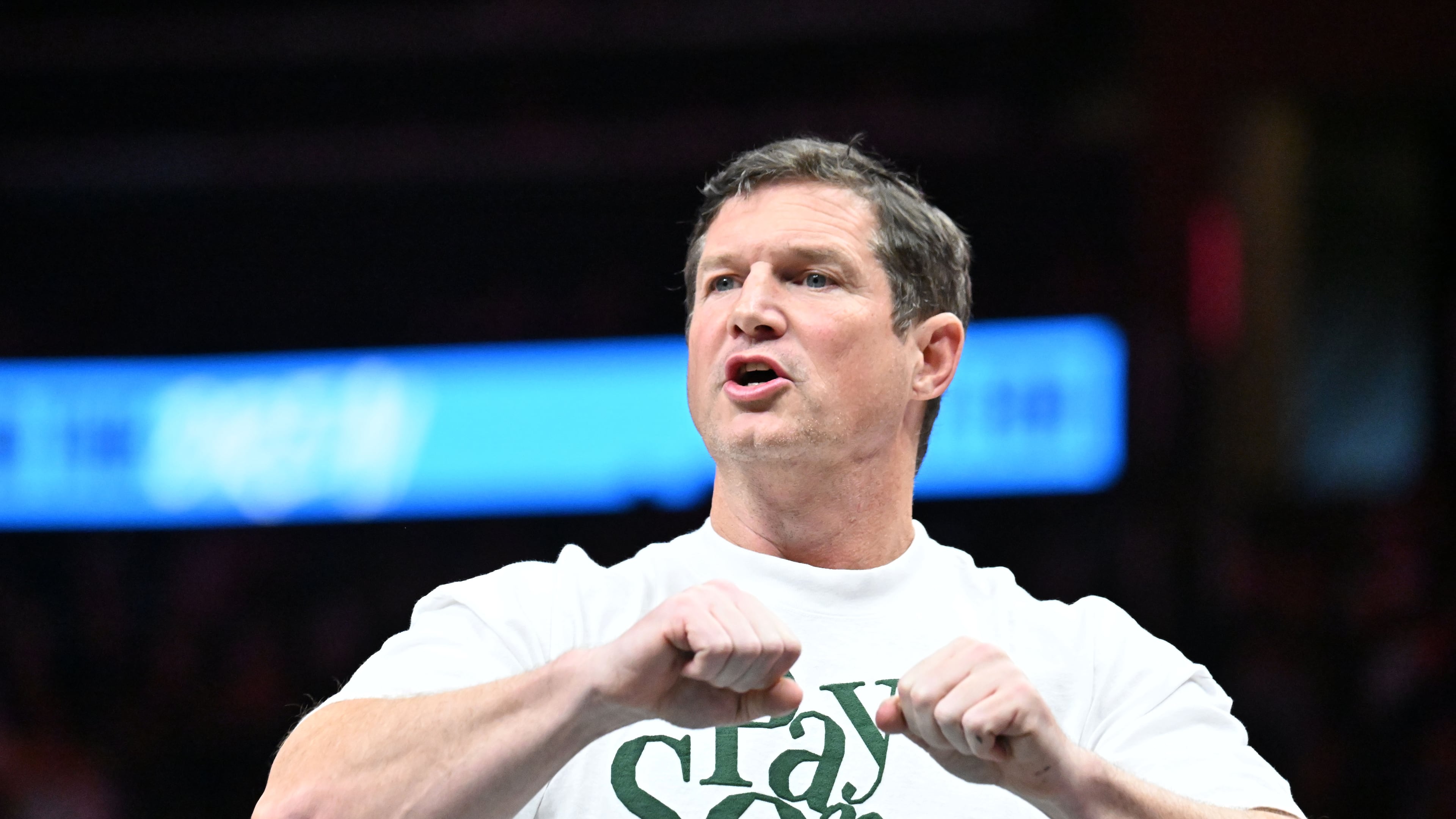 Dream head coach Karl Smesko shouts instructions during Atlanta's home opener at State Farm Arena on Thursday, May 22, 2025. Smesko, who consistently displays a calm and collected demeanor, knows this team still has a lot of room to grow. (Hyosub Shin/AJC)