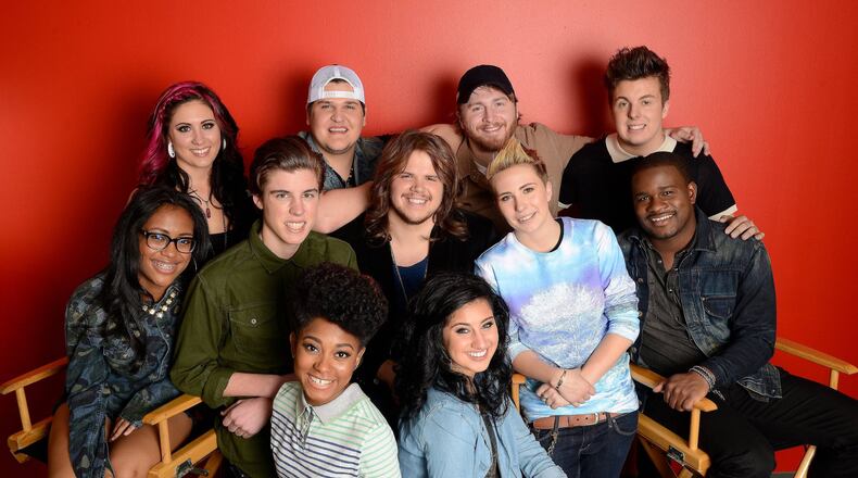 AMERICAN IDOL XIII: Top 11: L-R Back Row: Jessica Meuse, Dexter Roberts, Ben Briley, Alex Preston, L-R Middle Row: Malaya Watson, Sam Woolf, Caleb Johnson, MK Nobillette, C.J. Harris, L-R Front Row: Majesty Rose and Jena Irene on AMERICAN IDOL XIII airing Thursday, March 6 (8:00-9:00 PM ET / PT) on FOX. CR: Michael Becker / FOX. Copyright 2014 / FOX Broadcasting.