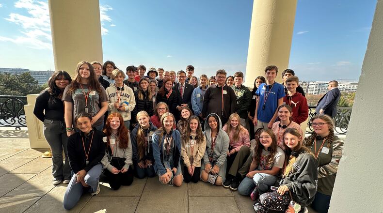 During their civics trip last week to Washington, D.C., Georgia middle school students from Whitfield County met with new House Speaker Mike Johnson.