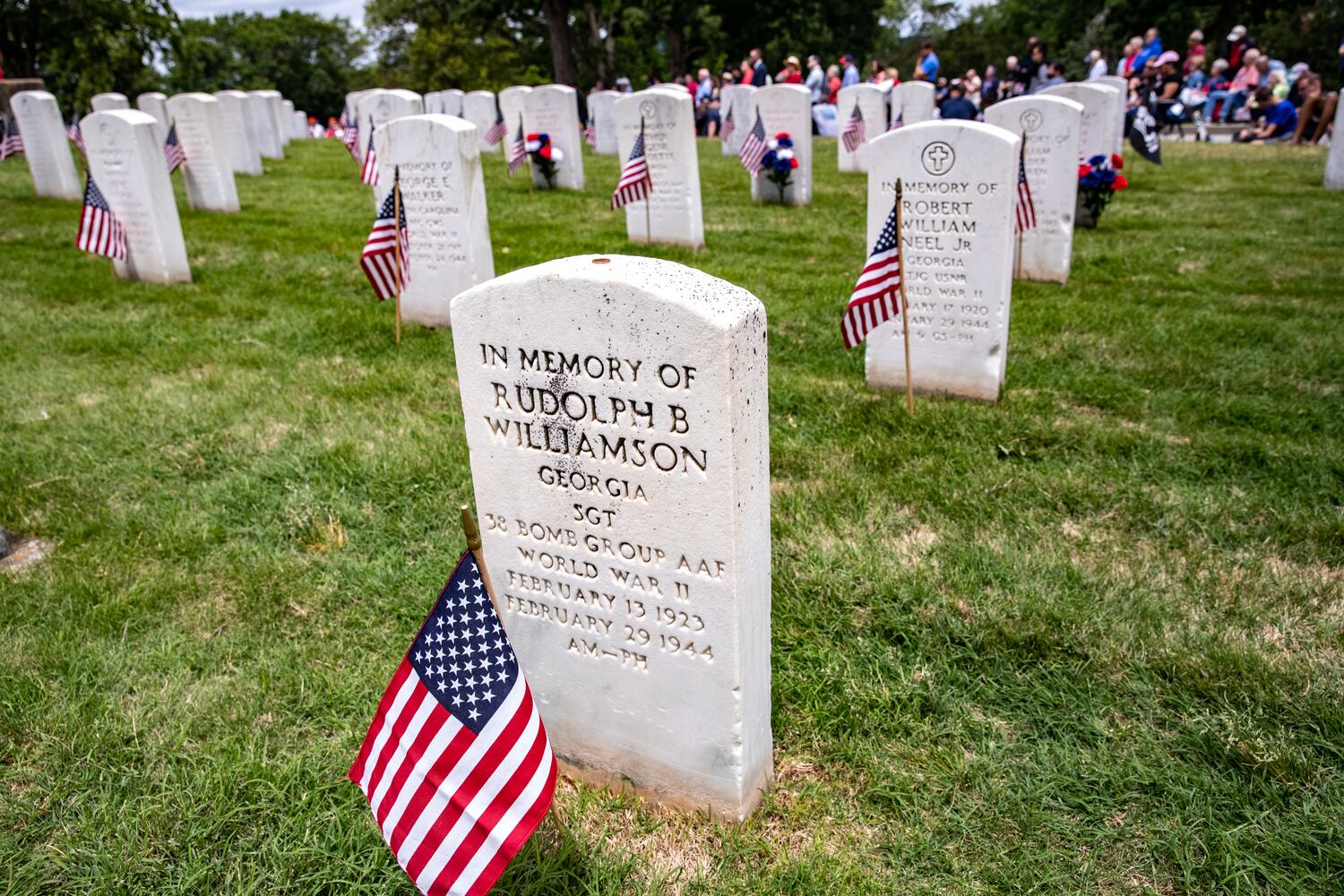 The National Memorial Day Association of Georgia holds the 77th annual Memorial Day Observance at the Marietta National Cemetery on Monday, May 29, 2003.  (Jenni Girtman for The Atlanta Journal-Constitution)